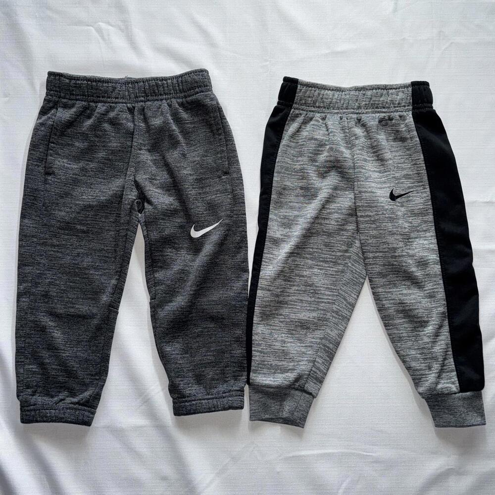 Toddler Nike 2T Jogger Bundle Pants Grey Dri Fit Fleece Lined Warm Athletic‎